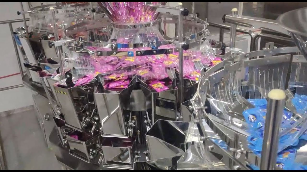 Small package candy mixed weighing combination packaging system - YouTube