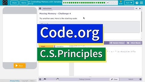 Controlling for Memory with Variables 4.23 Tutorial with Answers Code.org CS Principles