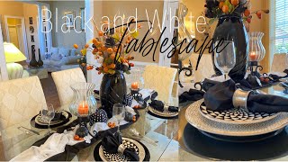 🍁 NEW🍁 FALL 2021 BLACK AND WHITE TABLESCAPE| FALL DECORATING IDEAS #TABLESCAPE #TABLESETTING