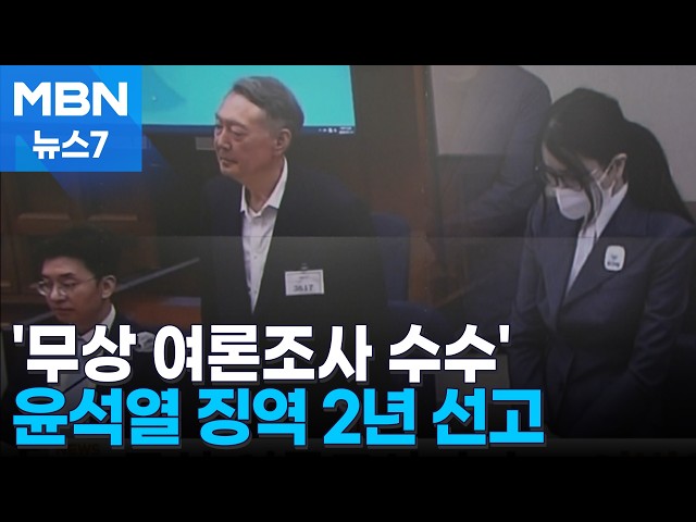 '무상 여론조사 수수' 윤석열 징역 2년…김건희 무죄와 결과 갈렸다 [MBN 뉴스7]