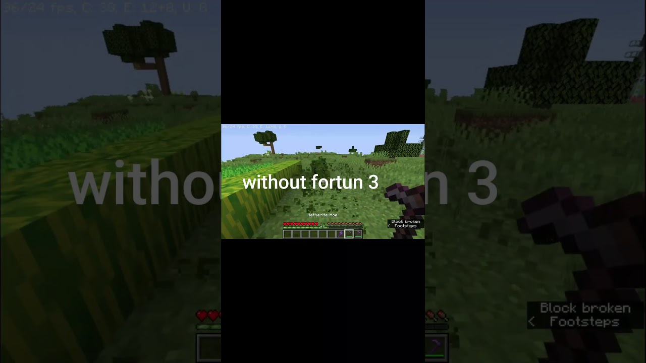 use of fortune 3 on hoe in Minecraft shorts shortvideo 