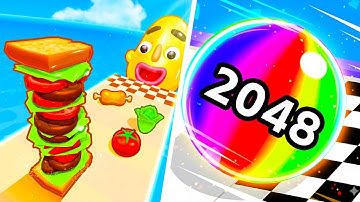 Sandwich Runner vs Ball Run 2048 🥪🔮 Max Level Gameplay Walkthrough Android iOS Update 7LP2