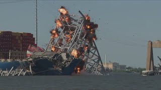 demolition at baltimore bridge collapse site