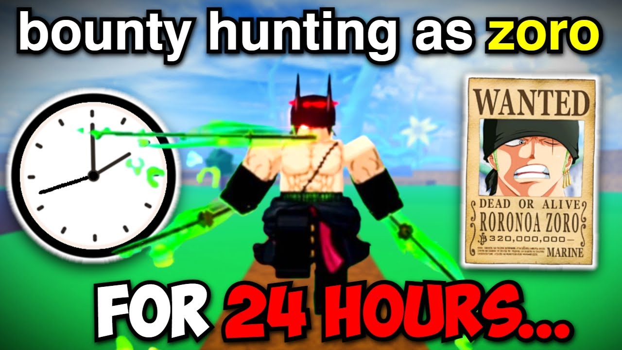 I Became Pirate Hunter ZORO for 24 HOURS In Blox Fruits!