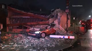 Car crashes into South Side building, causing partial collapse