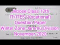 Jkbose Class 12th Information Technology Question Paper of Winter Zone Jammu Division 2020. #jkbose