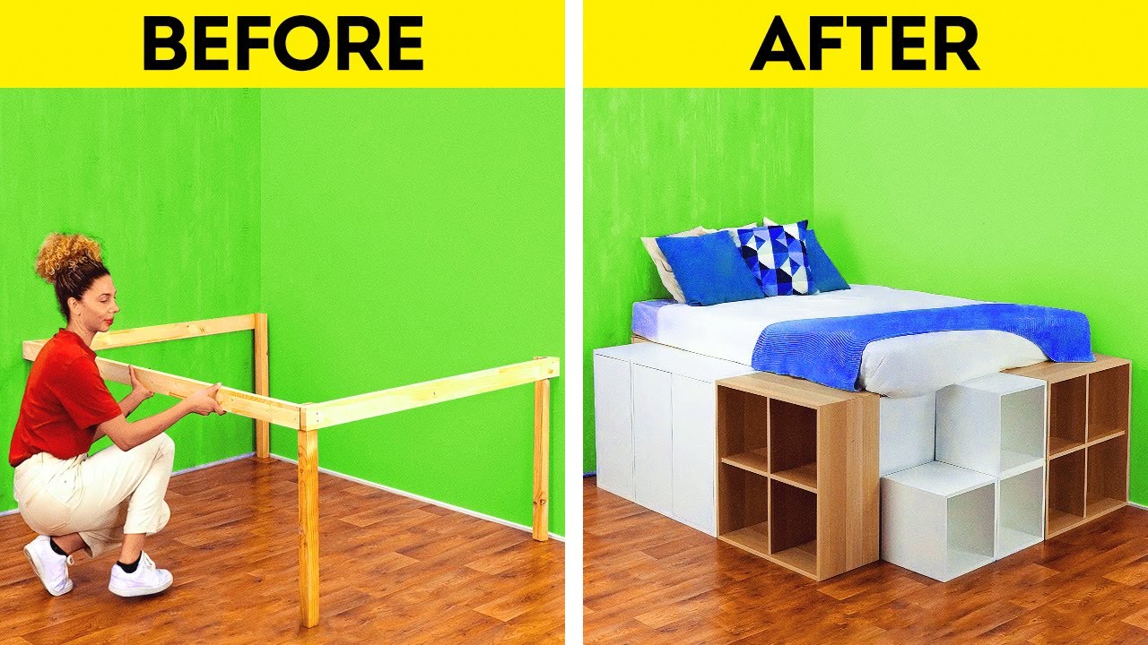 ⁣Apartment Renovation Projects || DIY Platform Bed, Bedroom Transformations