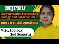 M.Sc. Zoology 2nd Sem || Biosystematics, Evolutionary Biology and Conservation || Questions | MJPRU