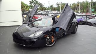 Awesome looking black mclaren mp4-12c spider, interior, engine sound,
revs drive at lamborghini miami performance maximum speed 329kph
(204mph) 0-100kph (62m...