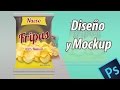 Mockup y diseño de empaque de papas en photoshop CC