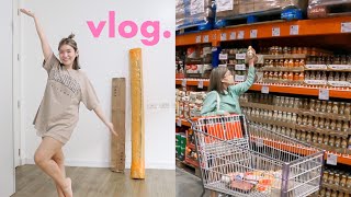 vlog | setting up my work space, grocery haul, glass skin look, making fried rice~