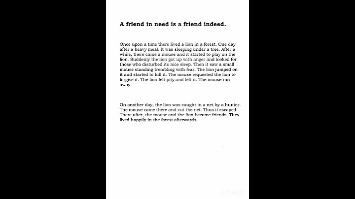 Story writing : A friend in need is a friend indeed.