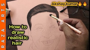 How to draw Realistic hair | Akshay Kumar | Tutorial for beginners