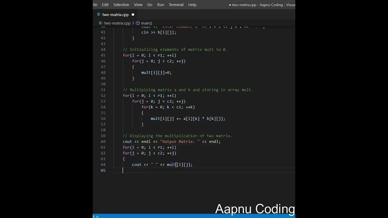 multiply two matrix using multidimensional arrays in c++ program # ...