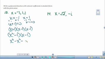 Writing Polynomial Equations given the Zeros of the Functions