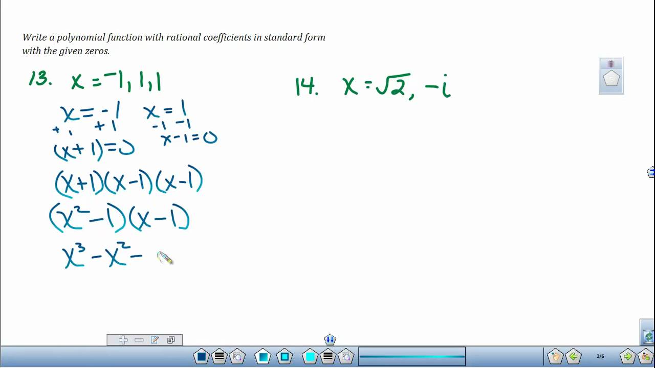 Write a polynomial function with rational coefficients