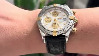 Vidéo: Montre Breitling Chronomat Evolution automatique en Or et Acier vers 2007.