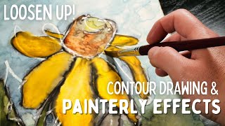 Loosen up with Contour Drawing: Painterly Effects with Tombow Brush Pens and Watercolor Paint