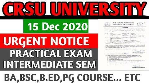 #crsu crsu practical exam date 2020 | crsu latest news | crsu result 2020 | crsu university | crsu