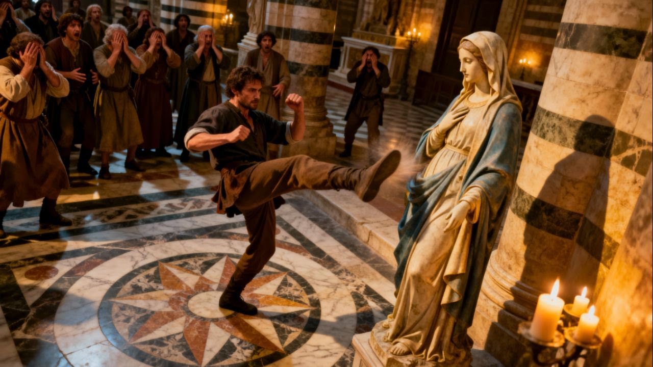 A Siena, un ateo ha calciato la Madonna… e la statua ha aperto gli occhi davanti a tutti