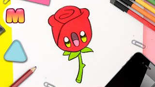 HOW TO DRAW A KAWAII ROSE 🌹 Easy Kawaii Drawings 🌹 Learn to Draw with Jape