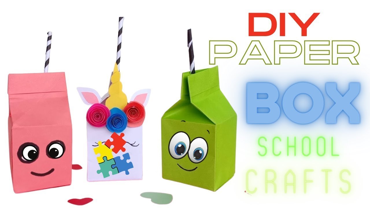 Origami Paper Milk box School Craft DIY Cute animals EasyCraft