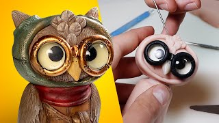 How to Make a STEAMPUNK OWL with Goggles! Polymer Clay Lesson for Beginners | Ace of Clay