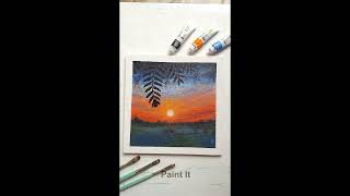 Beautiful Sunset Acrylic Silhouette Painting Shorts Video | #youtubeshorts #shorts | Paint It