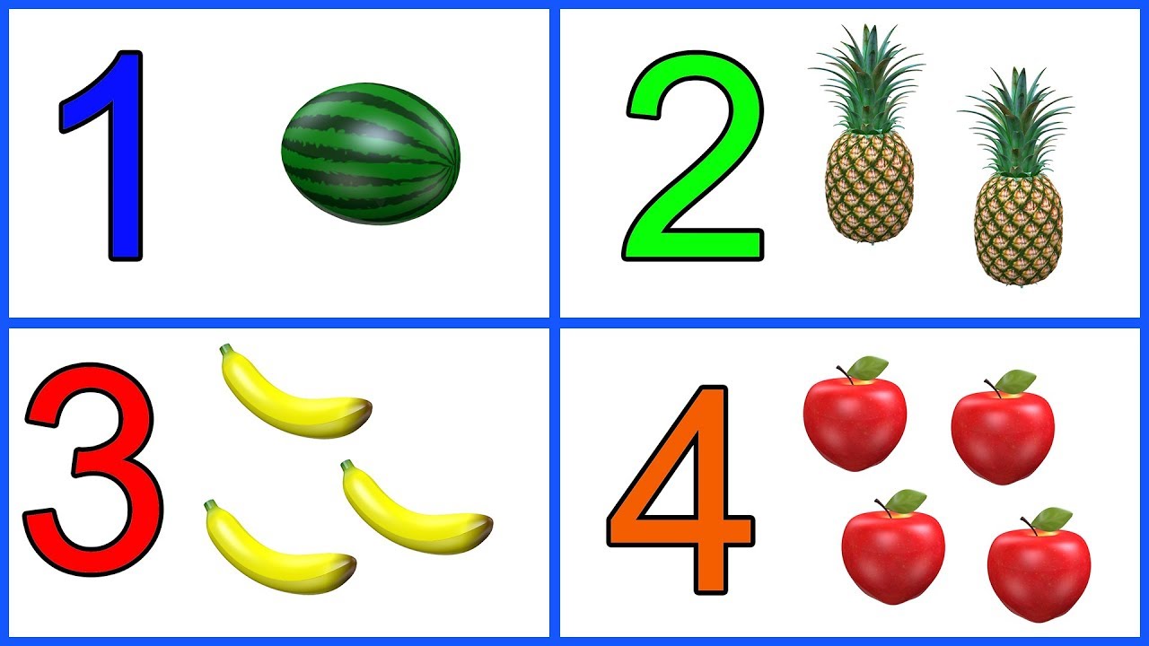 Learn 1 to 10 Numbers  Fruit Names  123 Number Names  1234 Counting for Kids  Cartoon Video