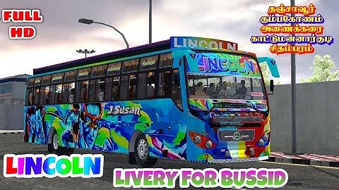 LINCOLN BUS LIVERY FOR BUSSID // THANJAVUR TO CHIDAMBARAM // LINCOLN LIVERY FOR SNB BUS MOD