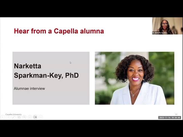 Dr. Key was invited to Capella University (alma mater) to speak to learners about her journey.