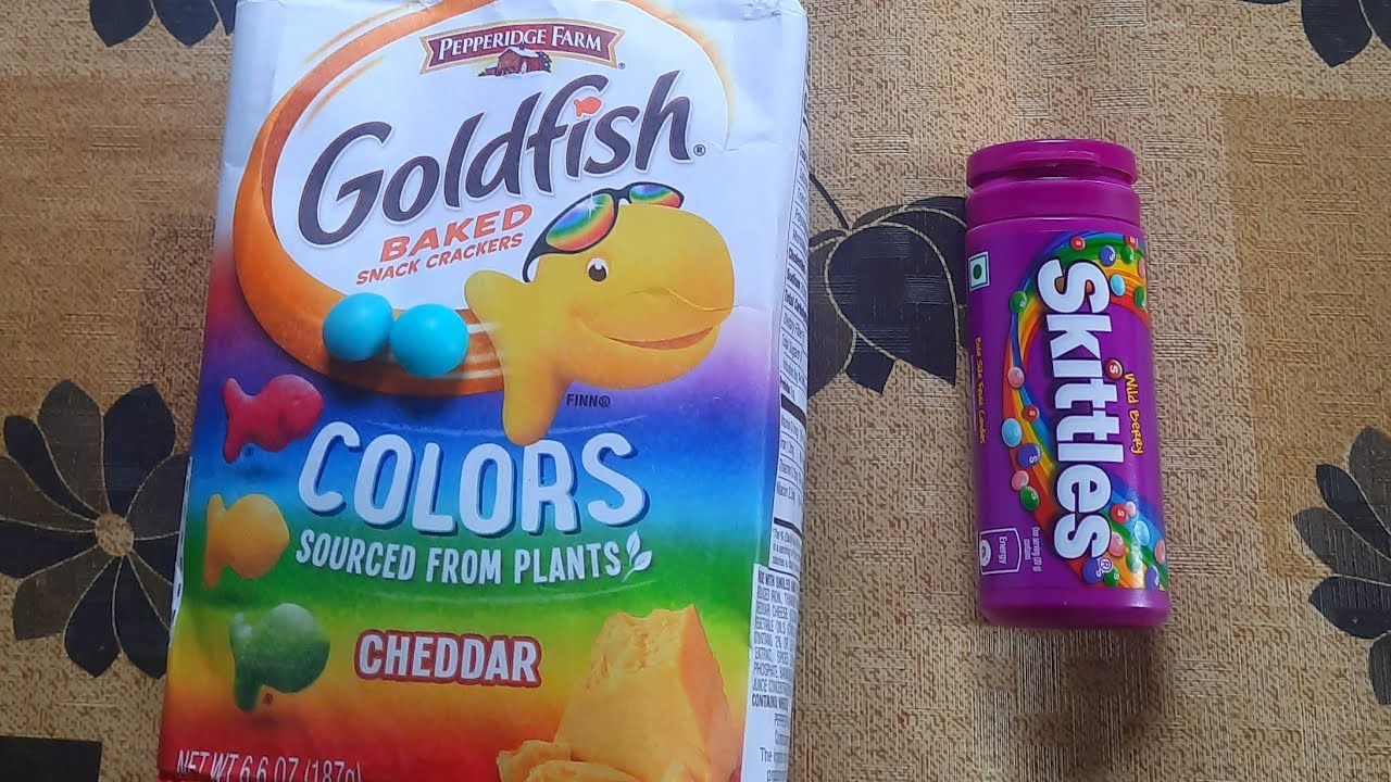 Goldfish Colors Skittles Wild Berry Raspberry Sandwich Crackers - YouTube