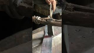 The final stage of making a kitchen knife. #blacksmith #metalworking #knifemaking