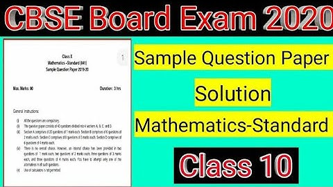 CBSE Sample Paper Solution Class 10 2020 Mathematics-Standard (Section-A)