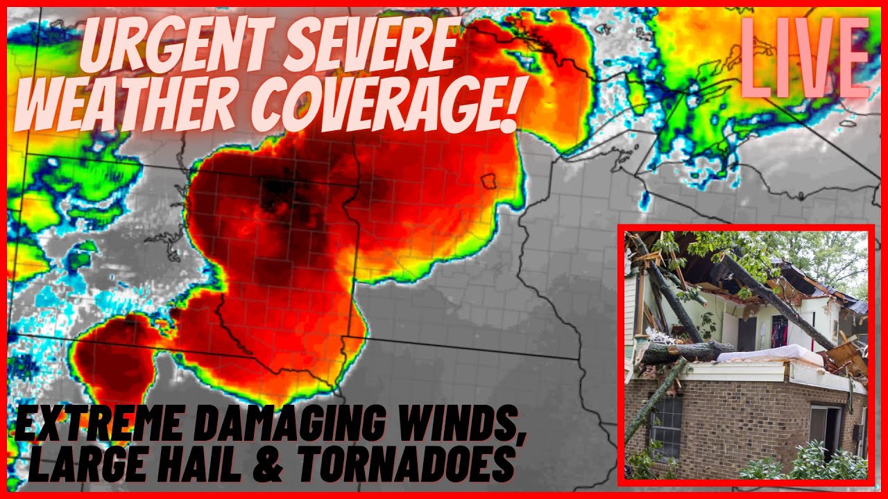 HERE WE GO! Extreme Wind Damage & Large Hail | Live Weather - YouTube