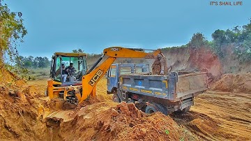 Jcb 3dx machine full soil loading in tata dumper truck ।। jcb video ।। tractor video ।।