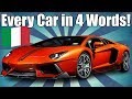 Every Car Ever in 4 Words! ITALIAN EDITION