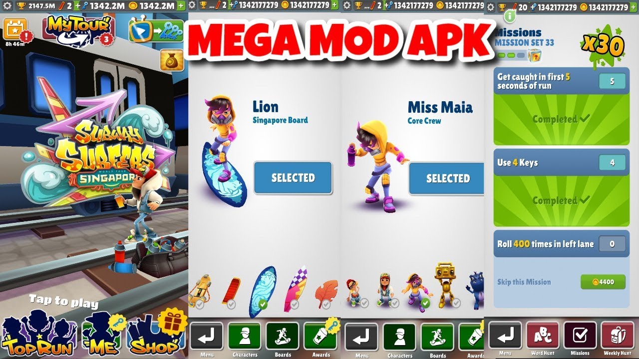 Subway Surfers MEGA MOD APK Unlock All Characters & Hoverboards