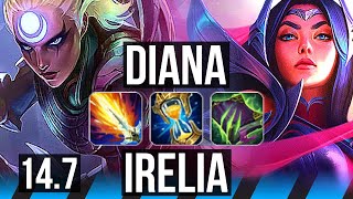 DIANA vs IRELIA (MID) | Comeback, 50k DMG, Rank 10 Diana, Dominating | EUW Challenger | 14.7