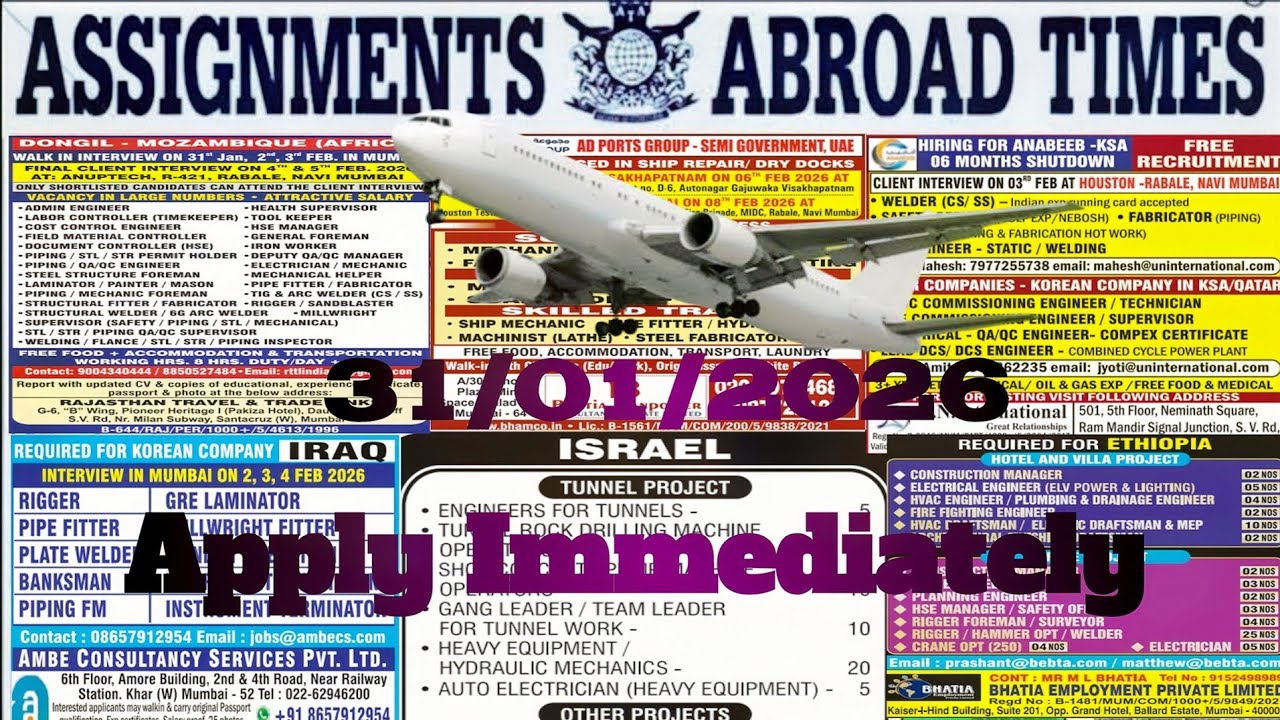Assignment abroad times today newspaper |31/01/2026