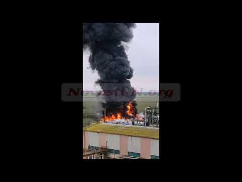 Масштабный пожар и взрыв на нефтебазе под Николаевом