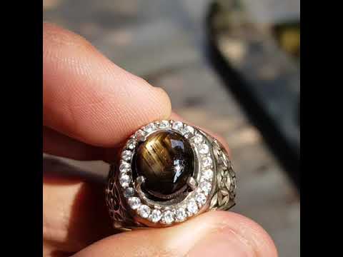 Batu Natural Safir (DIJAMIN 100% ASLI) - Size Batu : 10 x 8 x 3mm - Ring Rhodium.., Size 16 / 6 - Wa. 