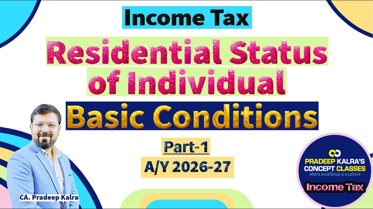 Residential Status | Basic Conditions | Income Tax | AY 2026-27 | CA Inter May, Sep 26, Jan 27 exams
