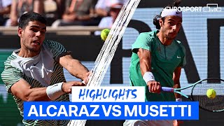 Alcaraz Dominates Musetti In Fourth Round Straight Sets Victory | Eurosport Tennis