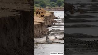 Lion Cub Falls Into Crocodiles Infested Water