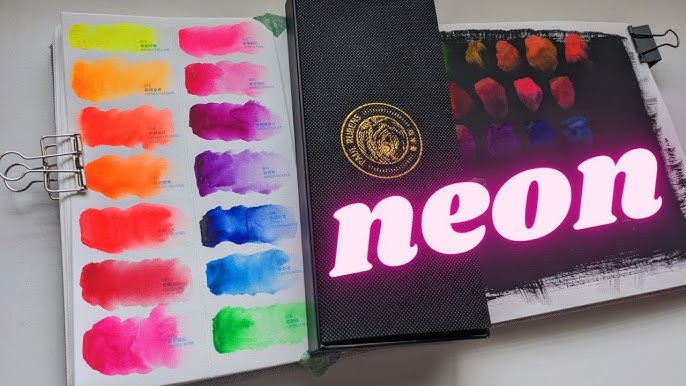 Paul Rubens Watercolor Paint 14 Vibrant Neon Colors Watercolor Paint Set,  Opera Series 5ml Each Tube with Watercolor Paper Cold Press, 20 Sheets
