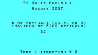 Pi Calculator on TI 99 4A Computer