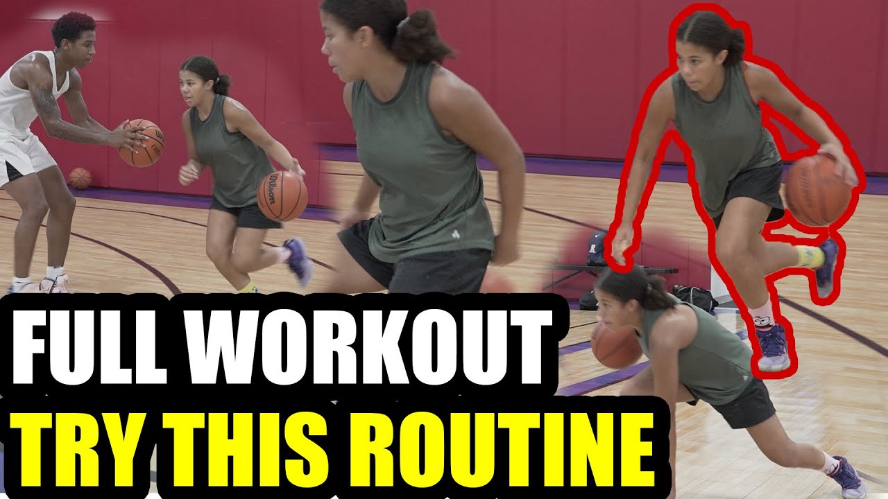 FULL BASKETBALL WORKOUT BALL HANDLING FINISHING MOVES RETREAT DRIBBLES