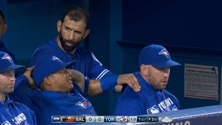 Bautista gives Thole a massage in the dugout