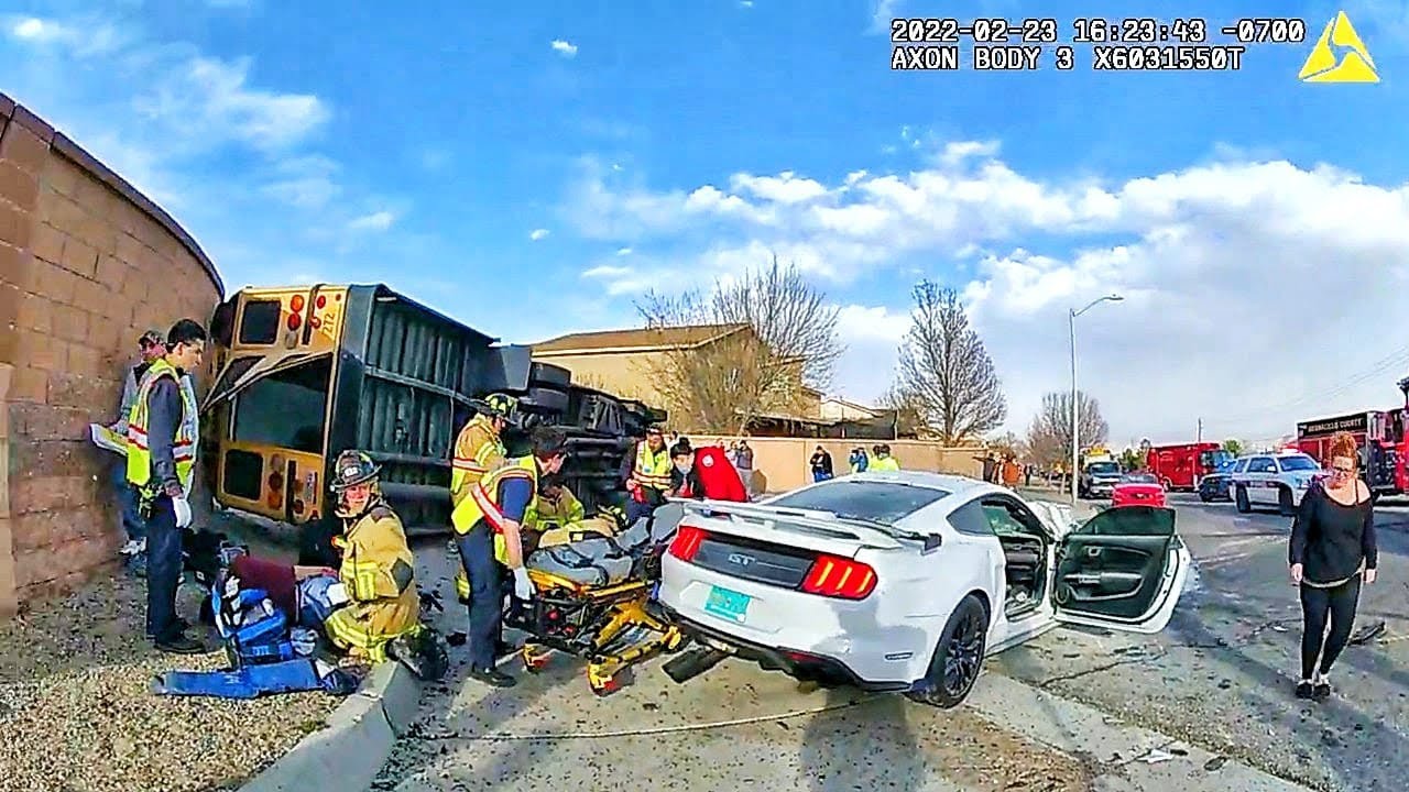 Street Racer Flips School Bus With 23 Kids Inside